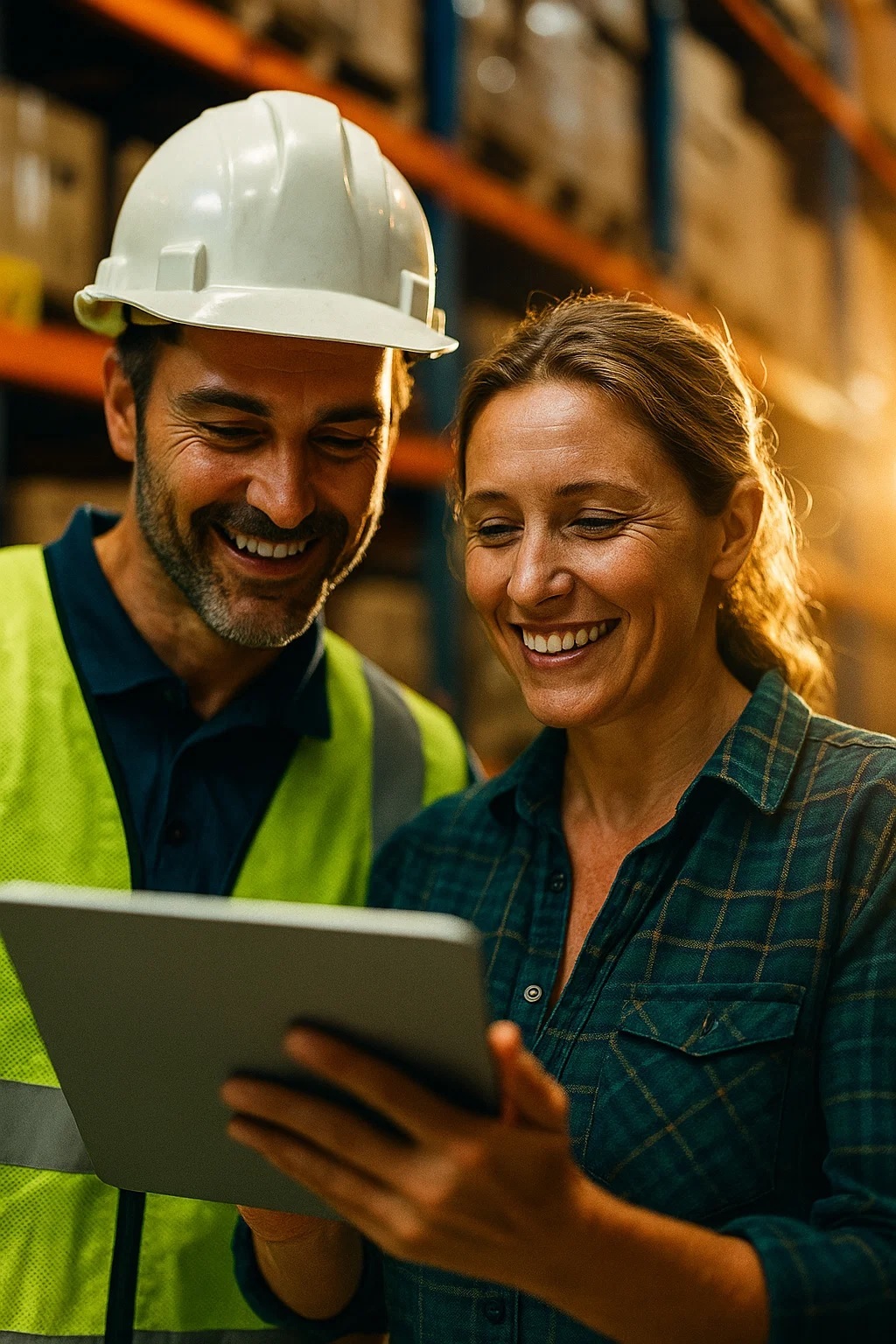 Warehouse team using handheld scanners